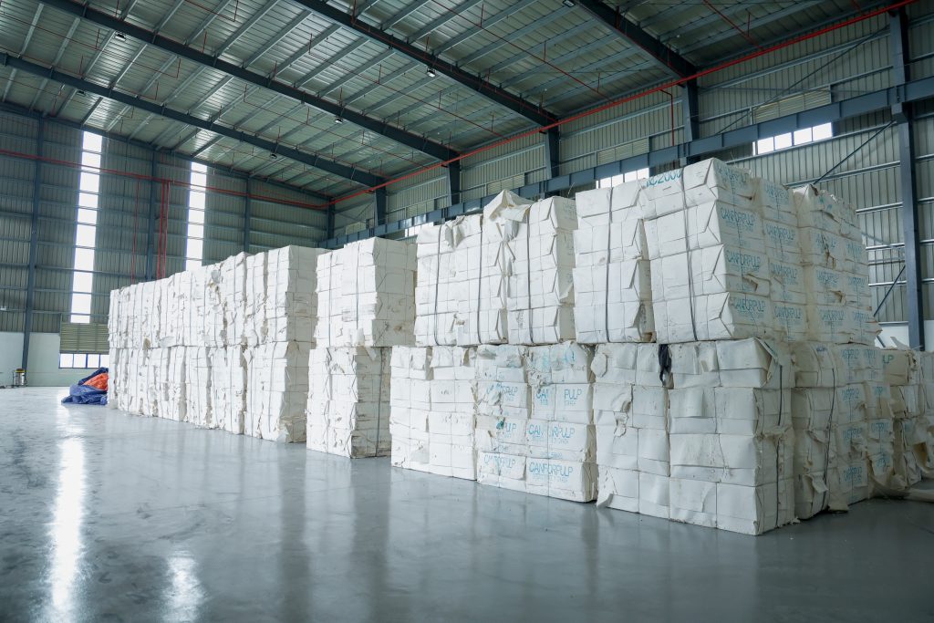 Paper warehouse with raw materials